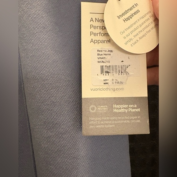 Vuori Restore Sweatpant Large Color: Blue Heron NWT - Picture 6 of 7